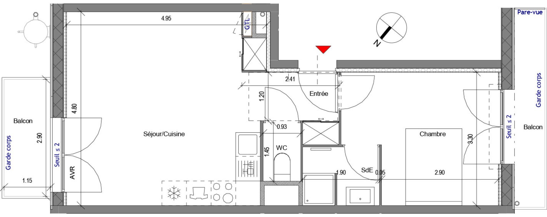 Appartement T2 de 41,15 m2 &agrave; Carri&egrave;res-Sous-Poissy Apollinaire-le village