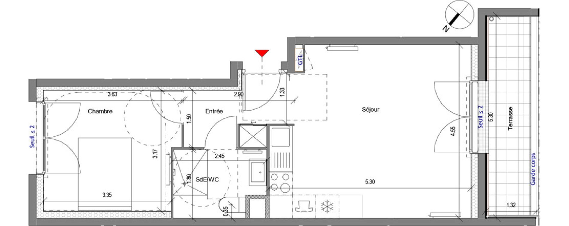 Appartement T2 de 42,08 m2 &agrave; Carri&egrave;res-Sous-Poissy Apollinaire-le village