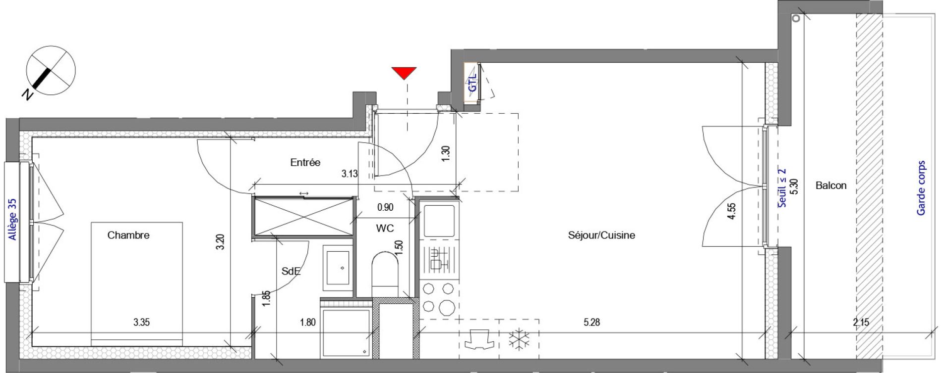 Appartement T2 de 41,84 m2 &agrave; Carri&egrave;res-Sous-Poissy Apollinaire-le village