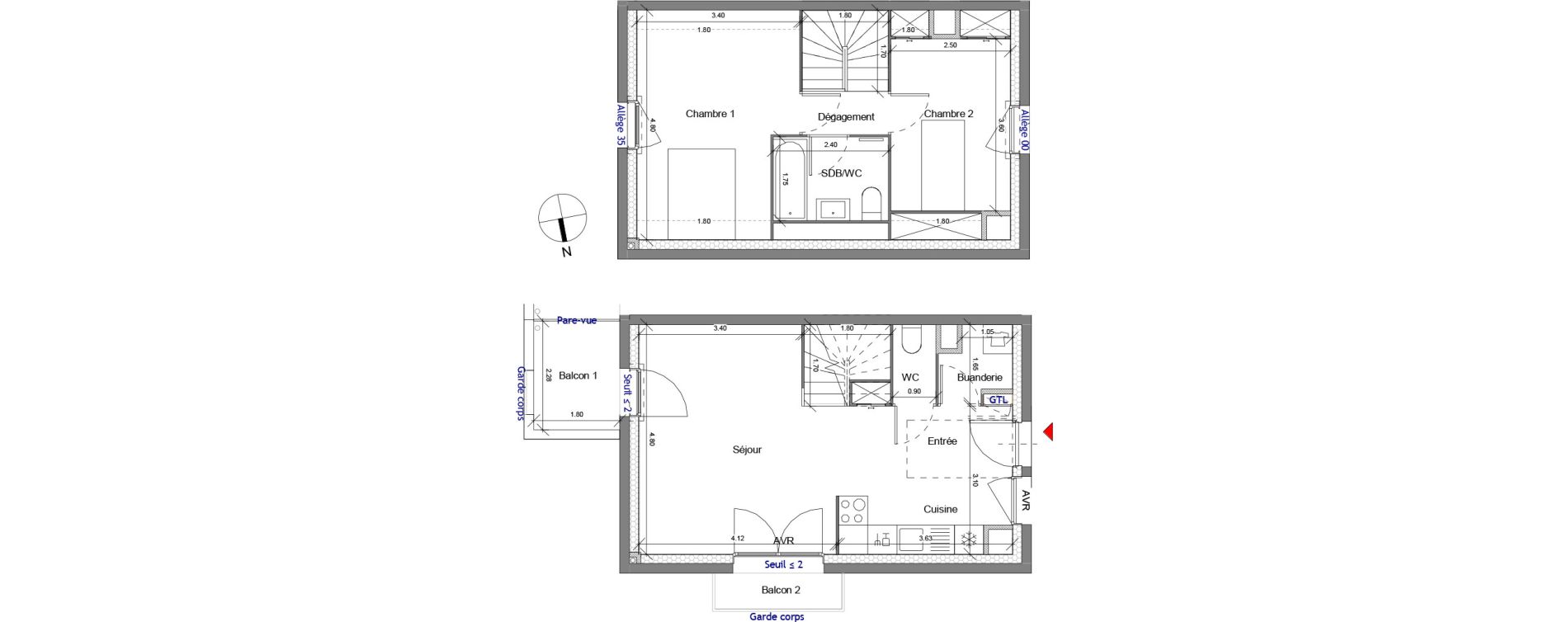 Appartement T3 de 61,55 m2 &agrave; Carri&egrave;res-Sous-Poissy Apollinaire-le village
