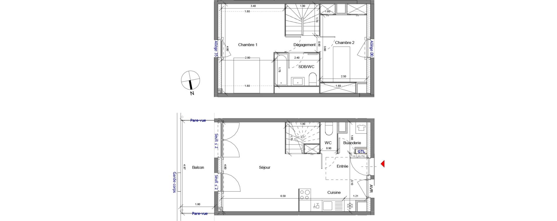 Appartement T3 de 61,54 m2 &agrave; Carri&egrave;res-Sous-Poissy Apollinaire-le village