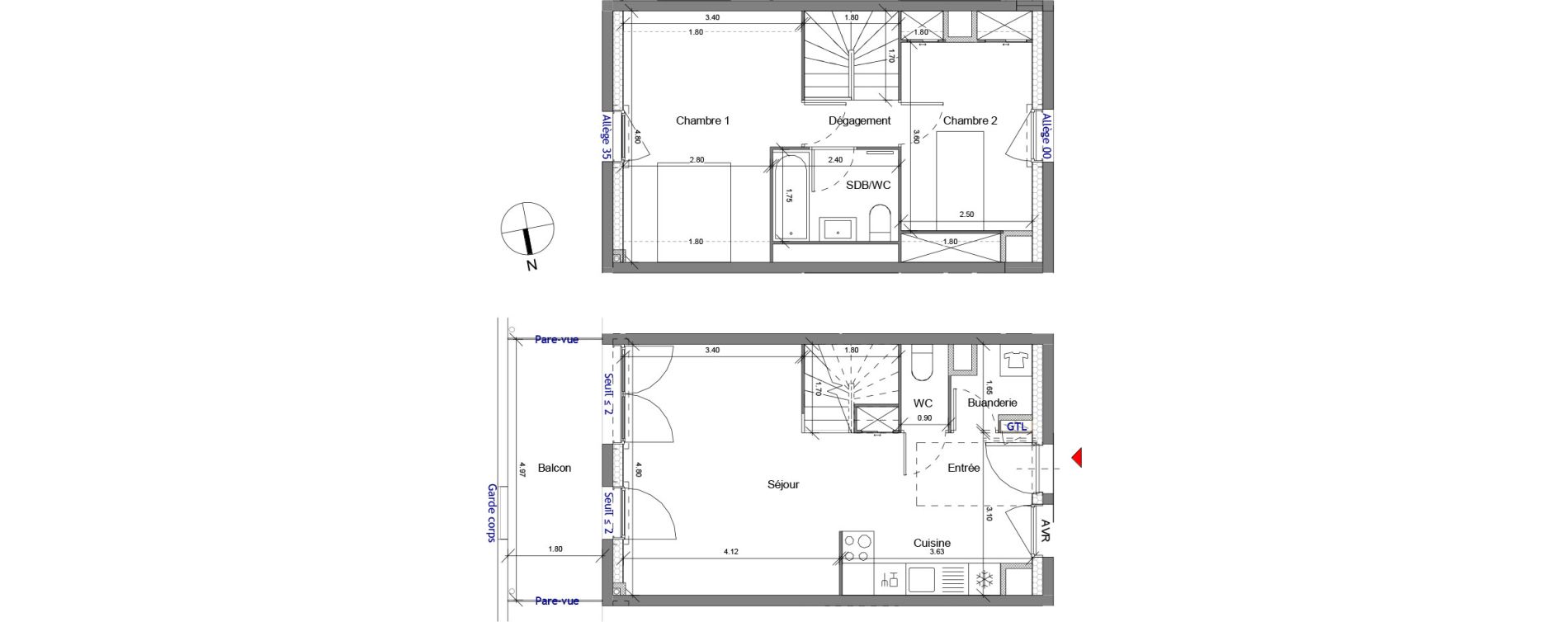 Appartement T3 de 61,56 m2 &agrave; Carri&egrave;res-Sous-Poissy Apollinaire-le village