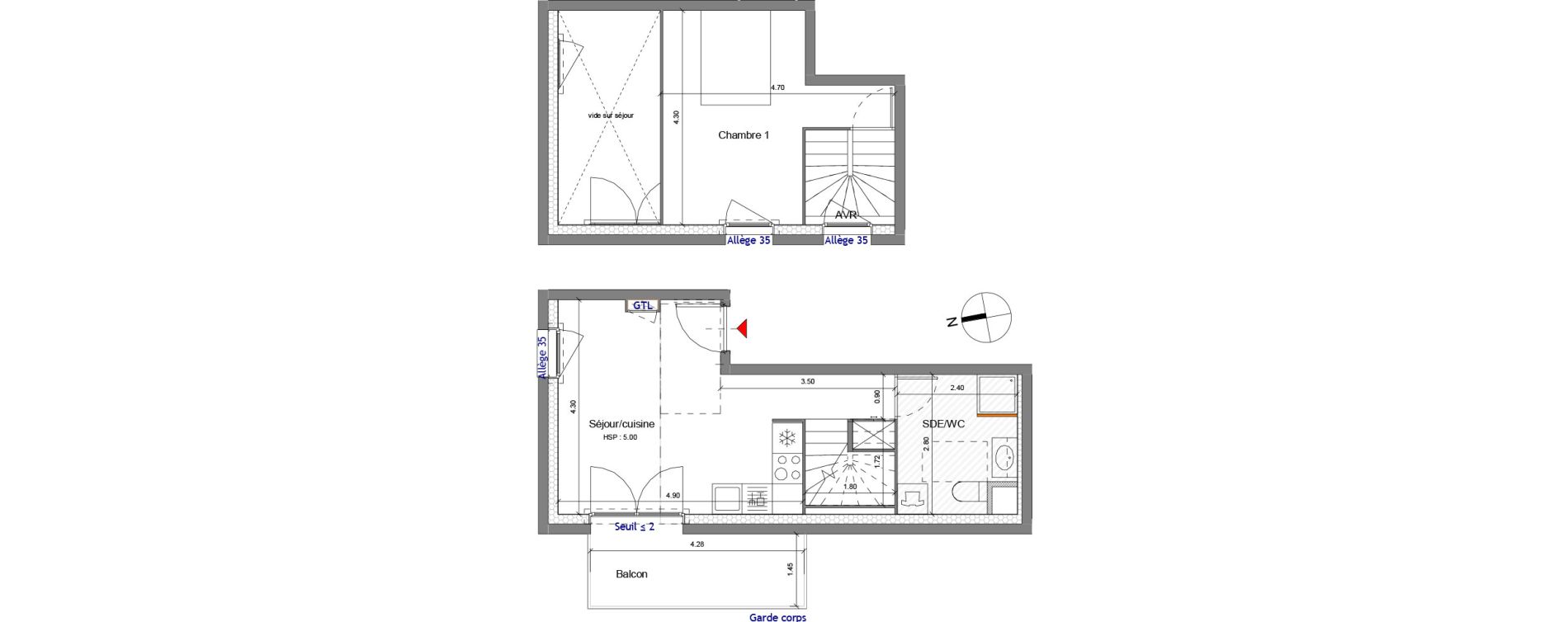 Appartement T2 de 40,69 m2 &agrave; Carri&egrave;res-Sous-Poissy Apollinaire-le village