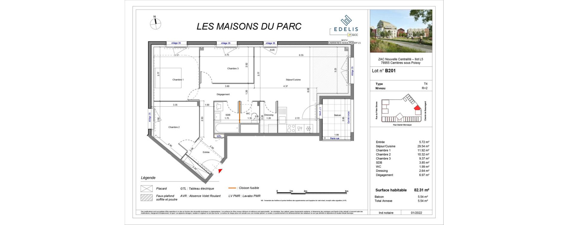 Appartement T4 de 81,31 m2 &agrave; Carri&egrave;res-Sous-Poissy Apollinaire-le village