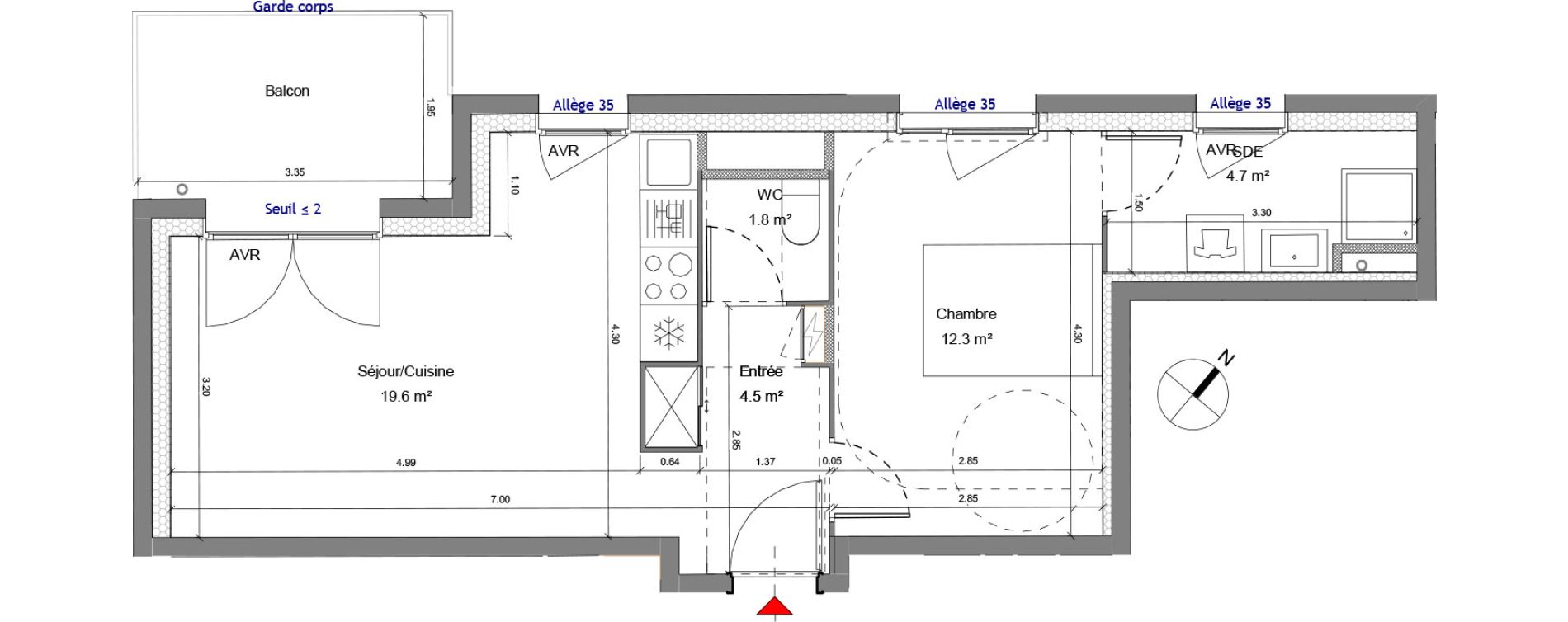 Appartement T2 de 42,77 m2 &agrave; Carri&egrave;res-Sous-Poissy Apollinaire-le village