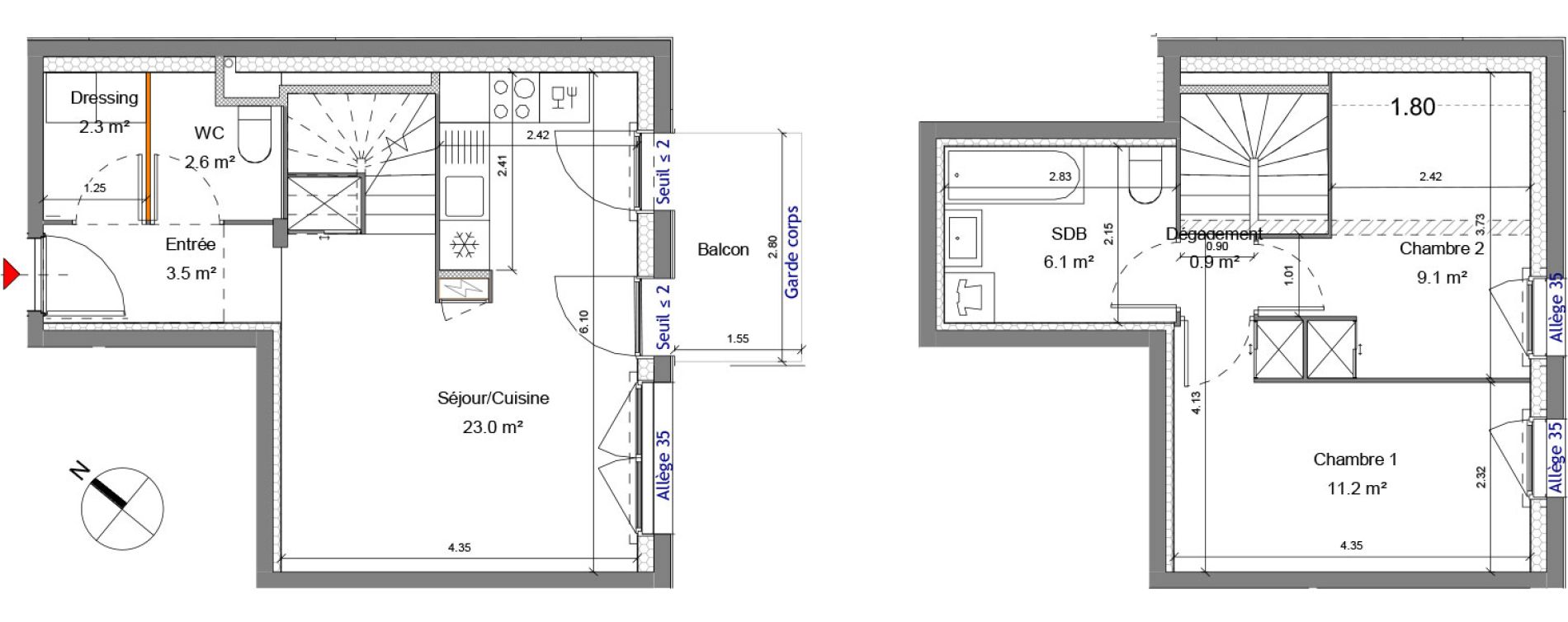 Appartement T3 de 58,69 m2 &agrave; Carri&egrave;res-Sous-Poissy Apollinaire-le village