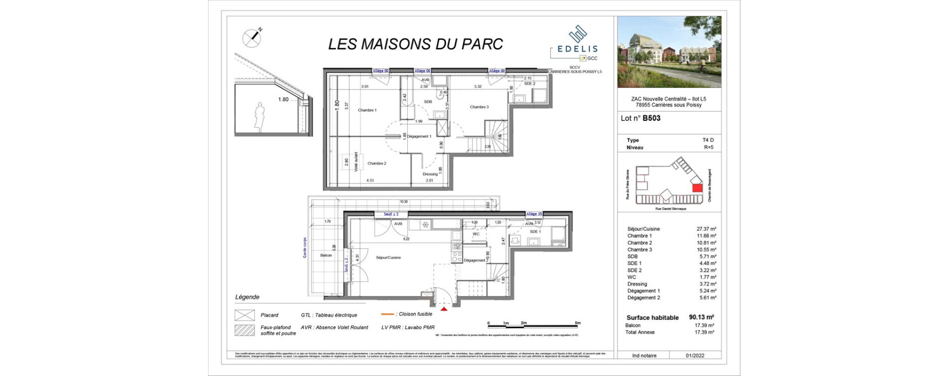 Appartement T4 de 90,13 m2 &agrave; Carri&egrave;res-Sous-Poissy Apollinaire-le village