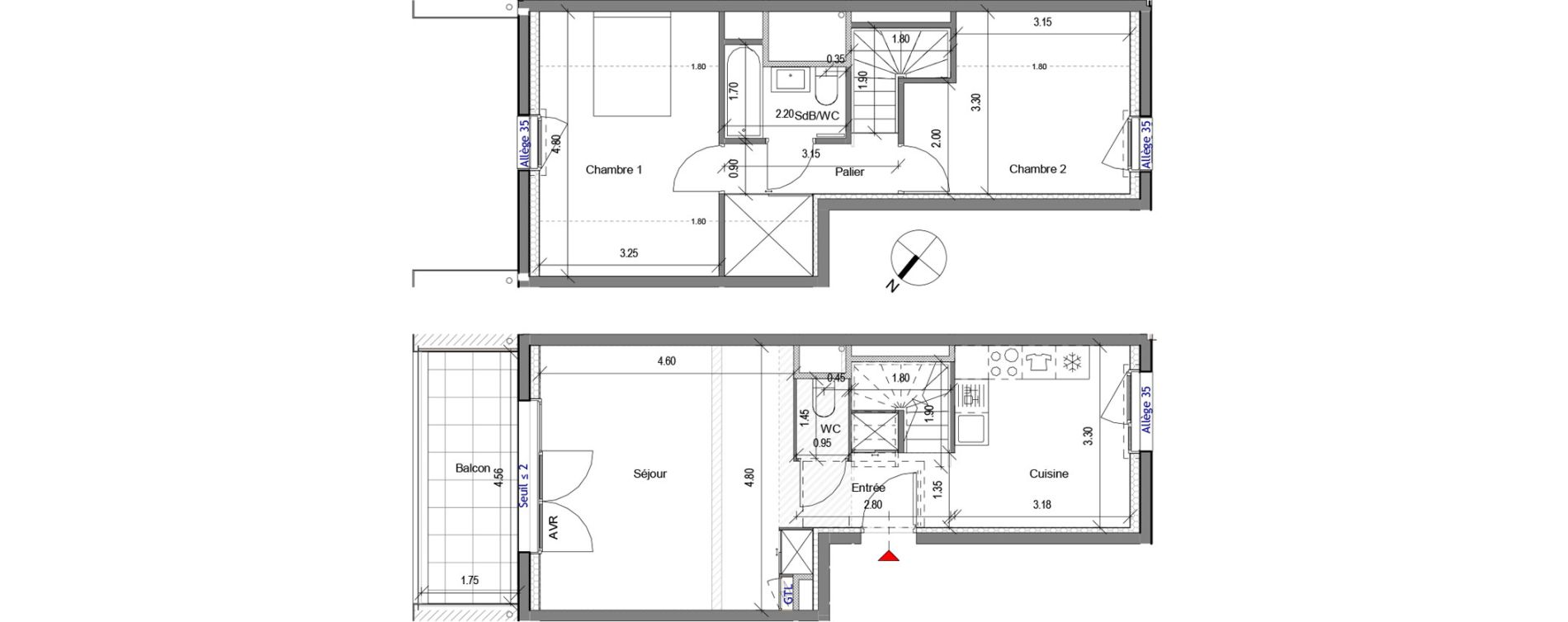 Appartement T3 de 63,48 m2 &agrave; Carri&egrave;res-Sous-Poissy Apollinaire-le village
