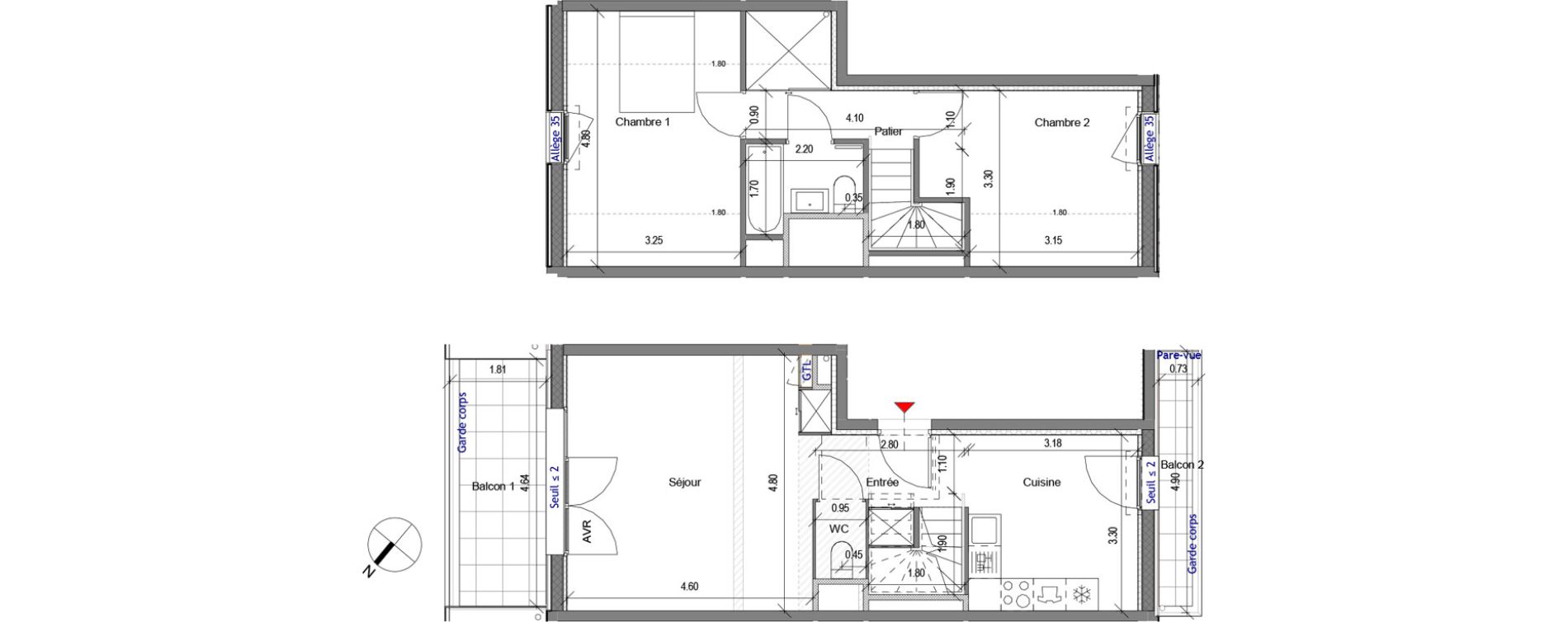 Appartement T3 de 63,48 m2 &agrave; Carri&egrave;res-Sous-Poissy Apollinaire-le village