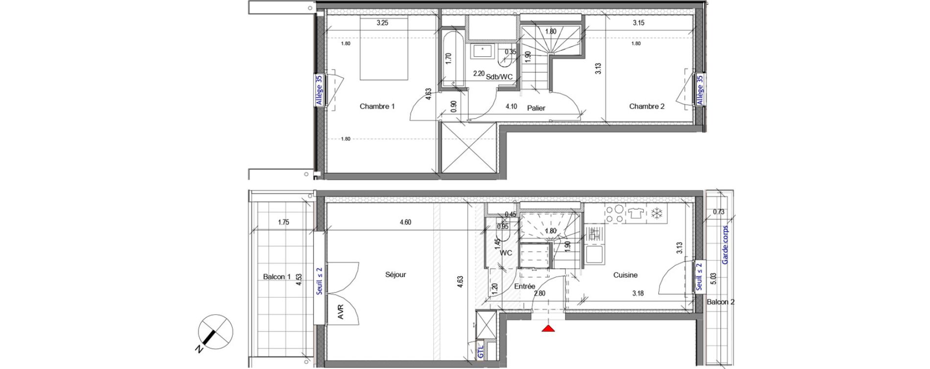 Appartement T3 de 62,63 m2 &agrave; Carri&egrave;res-Sous-Poissy Apollinaire-le village