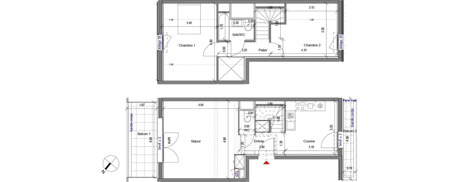Appartement T3 de 63,74 m2 &agrave; Carri&egrave;res-Sous-Poissy Apollinaire-le village