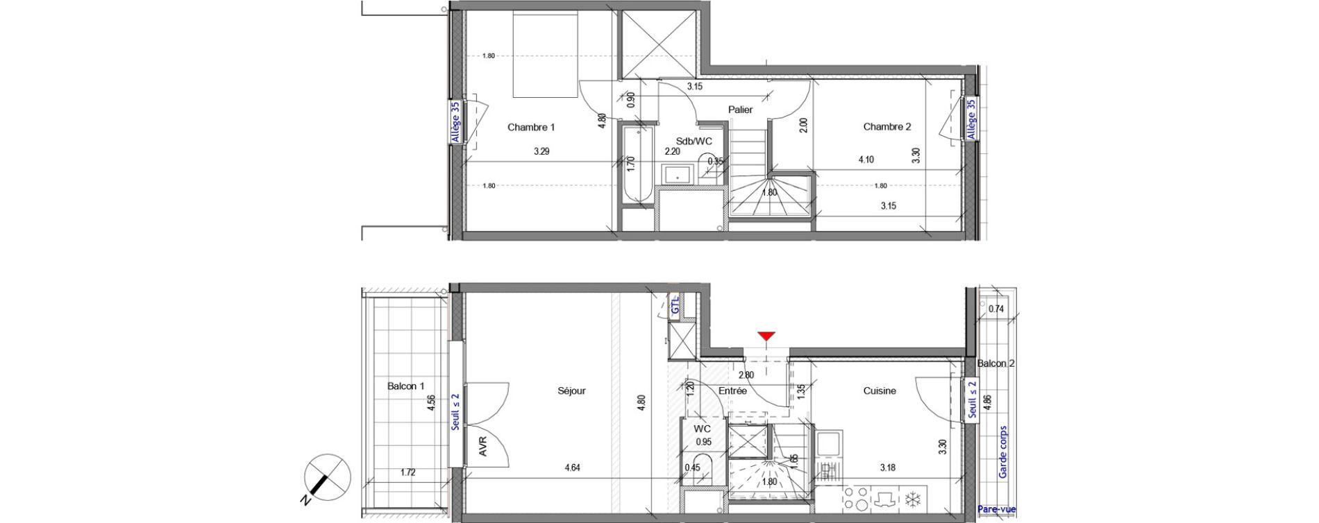 Appartement T3 de 63,76 m2 &agrave; Carri&egrave;res-Sous-Poissy Apollinaire-le village