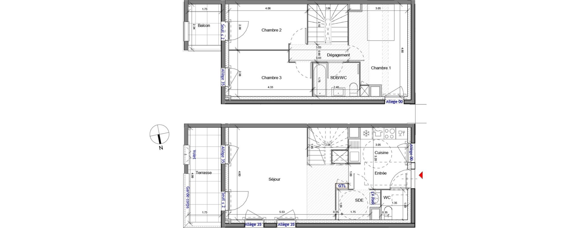 Appartement T4 de 78,45 m2 &agrave; Carri&egrave;res-Sous-Poissy Apollinaire-le village