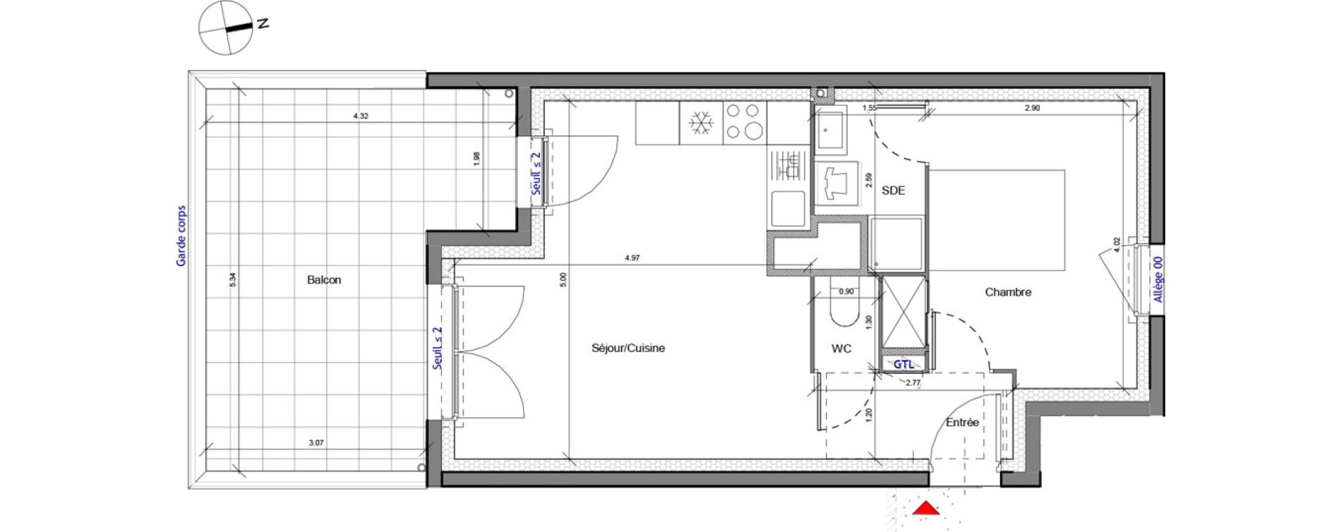 Appartement T2 de 41,31 m2 &agrave; Carri&egrave;res-Sous-Poissy Apollinaire-le village