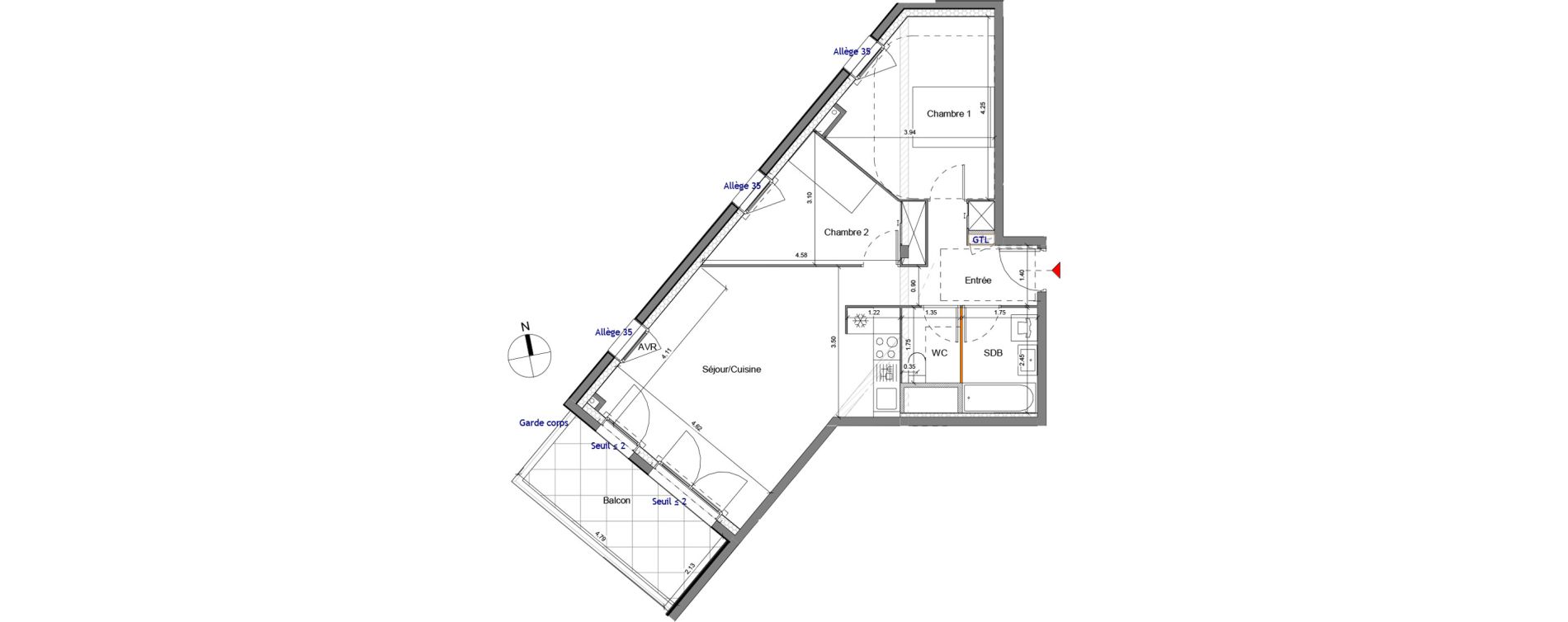 Appartement T3 de 62,62 m2 &agrave; Carri&egrave;res-Sous-Poissy Apollinaire-le village