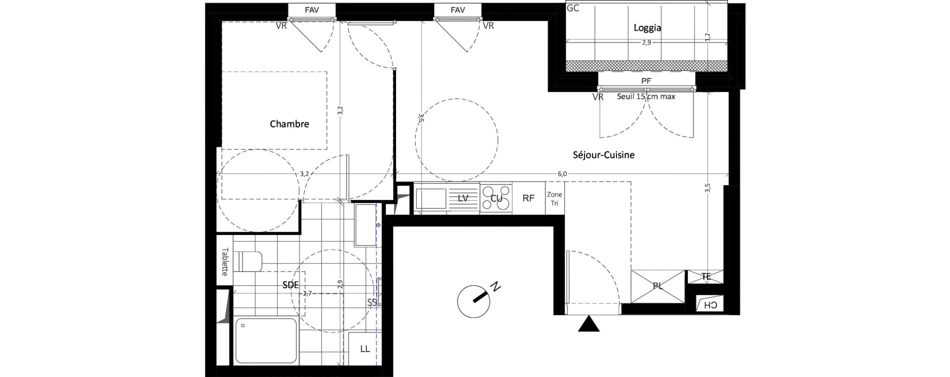 Appartement T2 de 39,46 m2 à Carrières-Sous-Poissy Nouvelle centralité