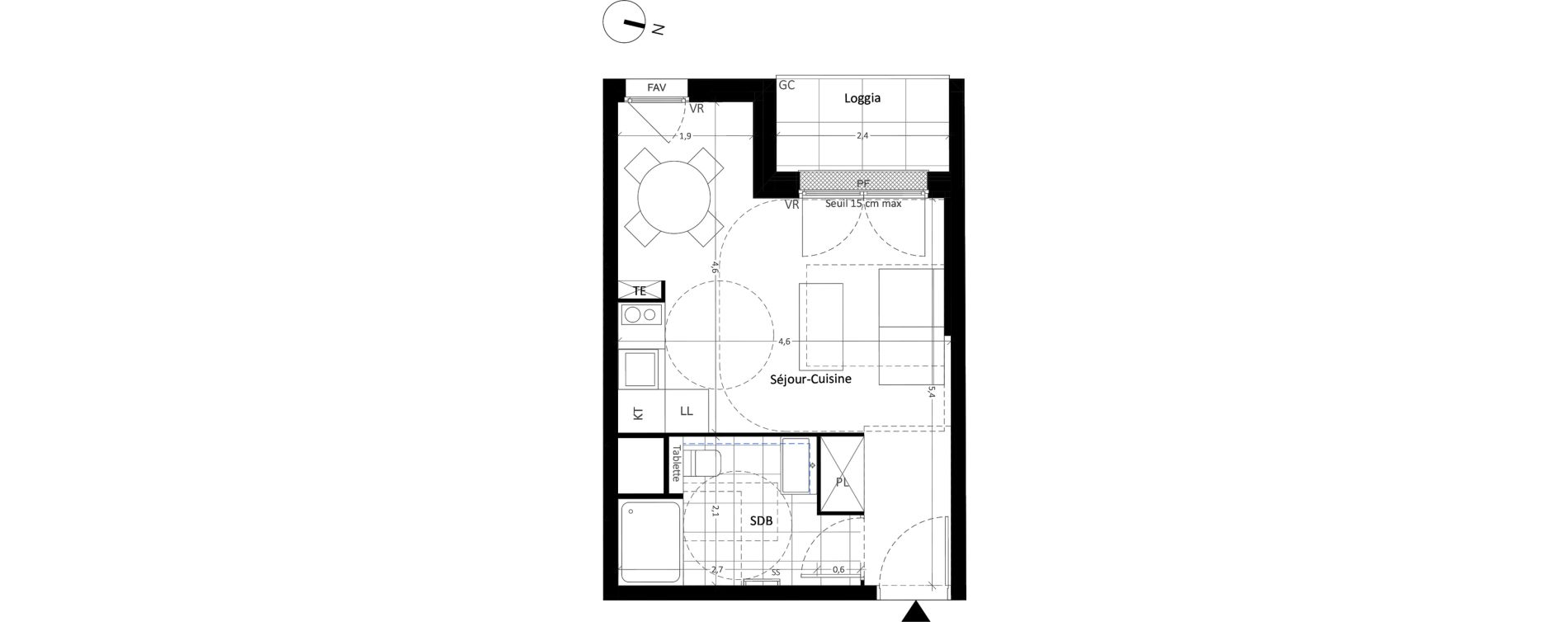 Appartement T1 de 25,91 m2 &agrave; Carri&egrave;res-Sous-Poissy Nouvelle centralit&eacute;
