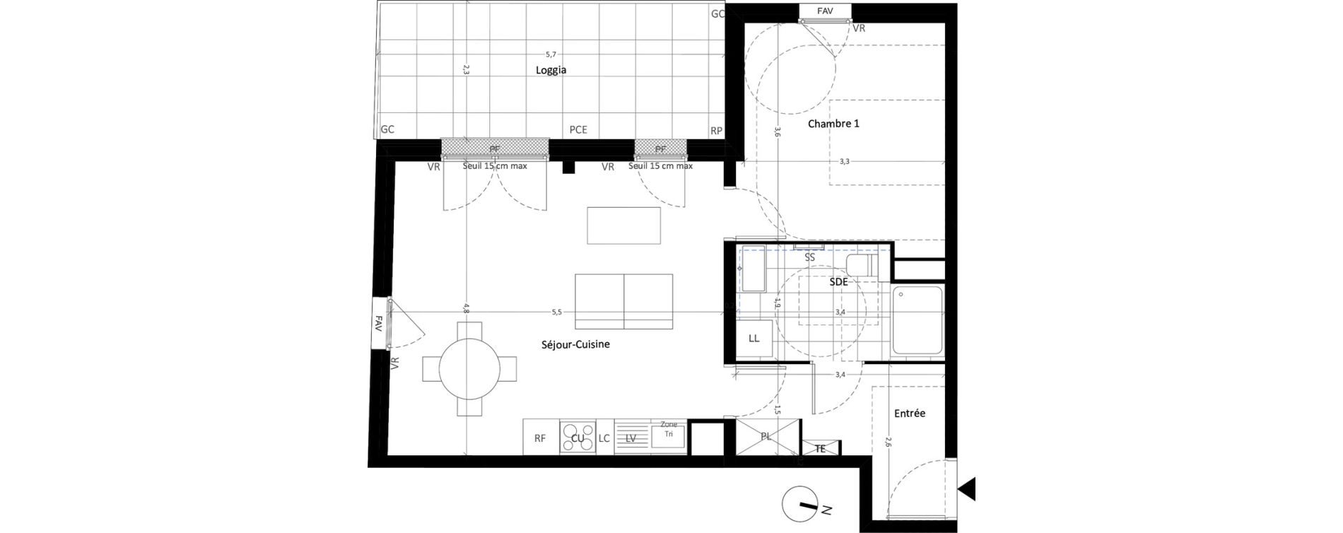 Appartement T2 de 50,68 m2 &agrave; Carri&egrave;res-Sous-Poissy Nouvelle centralit&eacute;