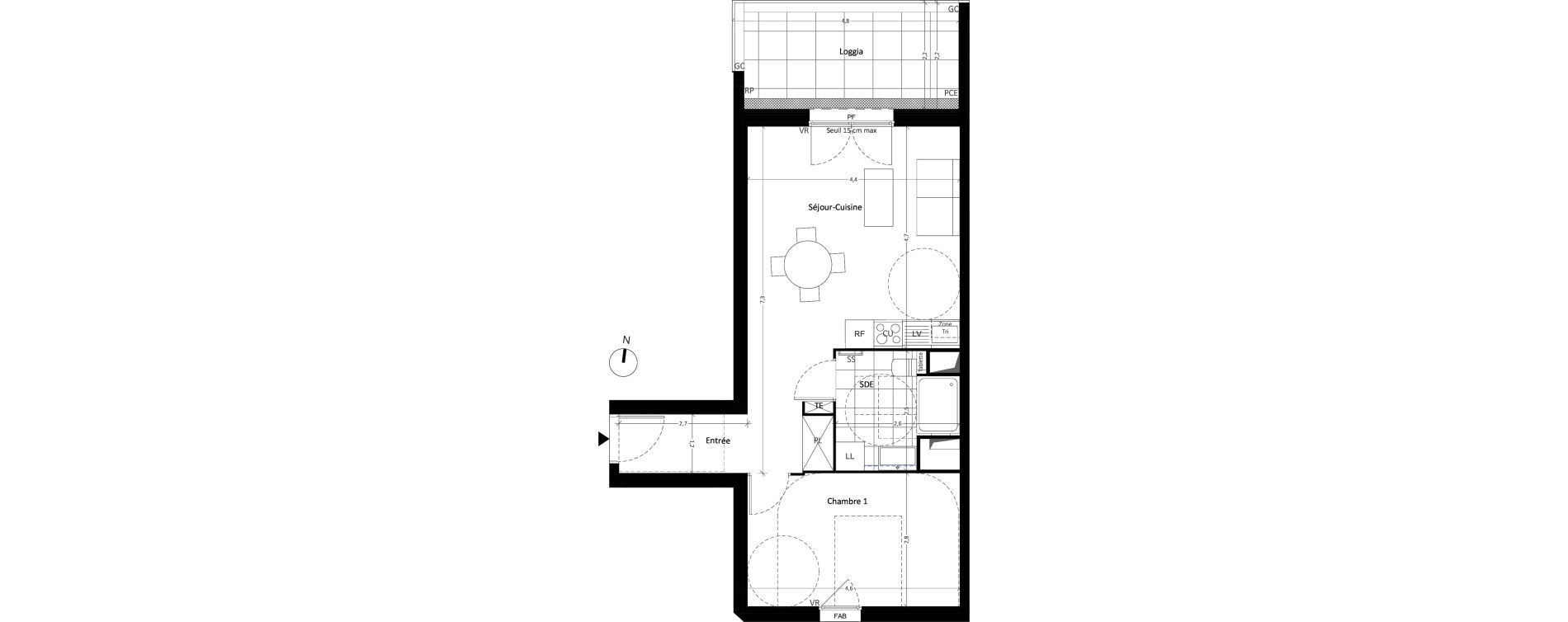 Appartement T2 de 46,51 m2 &agrave; Carri&egrave;res-Sous-Poissy Nouvelle centralit&eacute;
