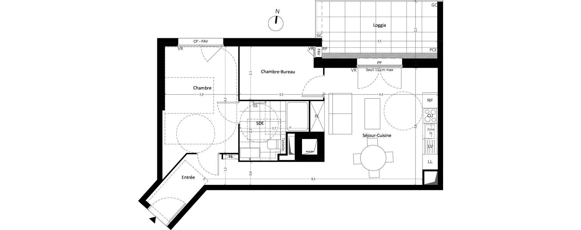 Appartement T2 de 52,65 m2 &agrave; Carri&egrave;res-Sous-Poissy Nouvelle centralit&eacute;