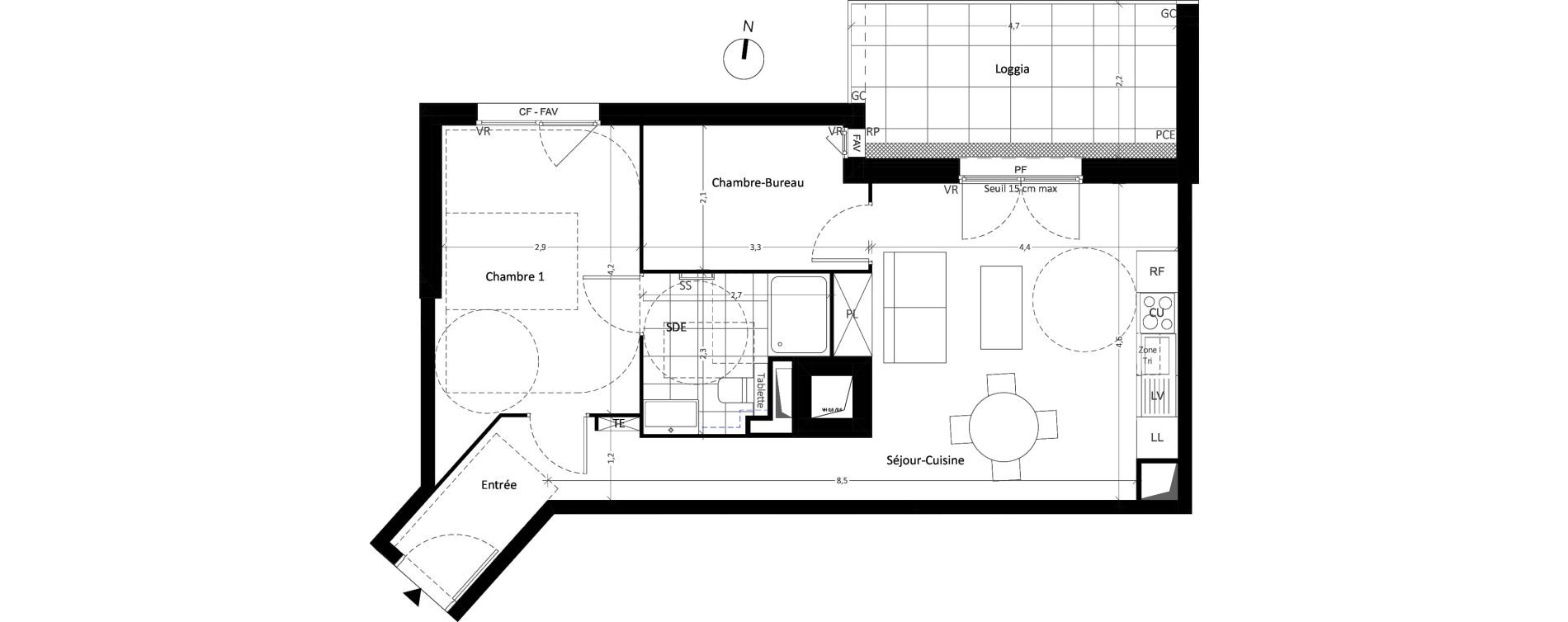 Appartement T2 de 52,64 m2 &agrave; Carri&egrave;res-Sous-Poissy Nouvelle centralit&eacute;