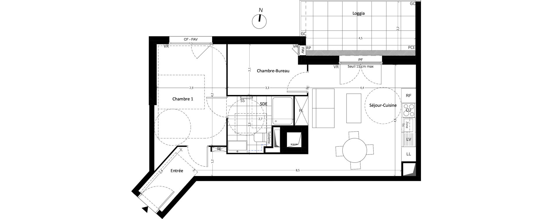 Appartement T2 de 52,62 m2 &agrave; Carri&egrave;res-Sous-Poissy Nouvelle centralit&eacute;