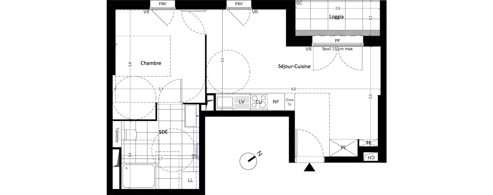 Appartement T2 de 39,53 m2 &agrave; Carri&egrave;res-Sous-Poissy Nouvelle centralit&eacute;