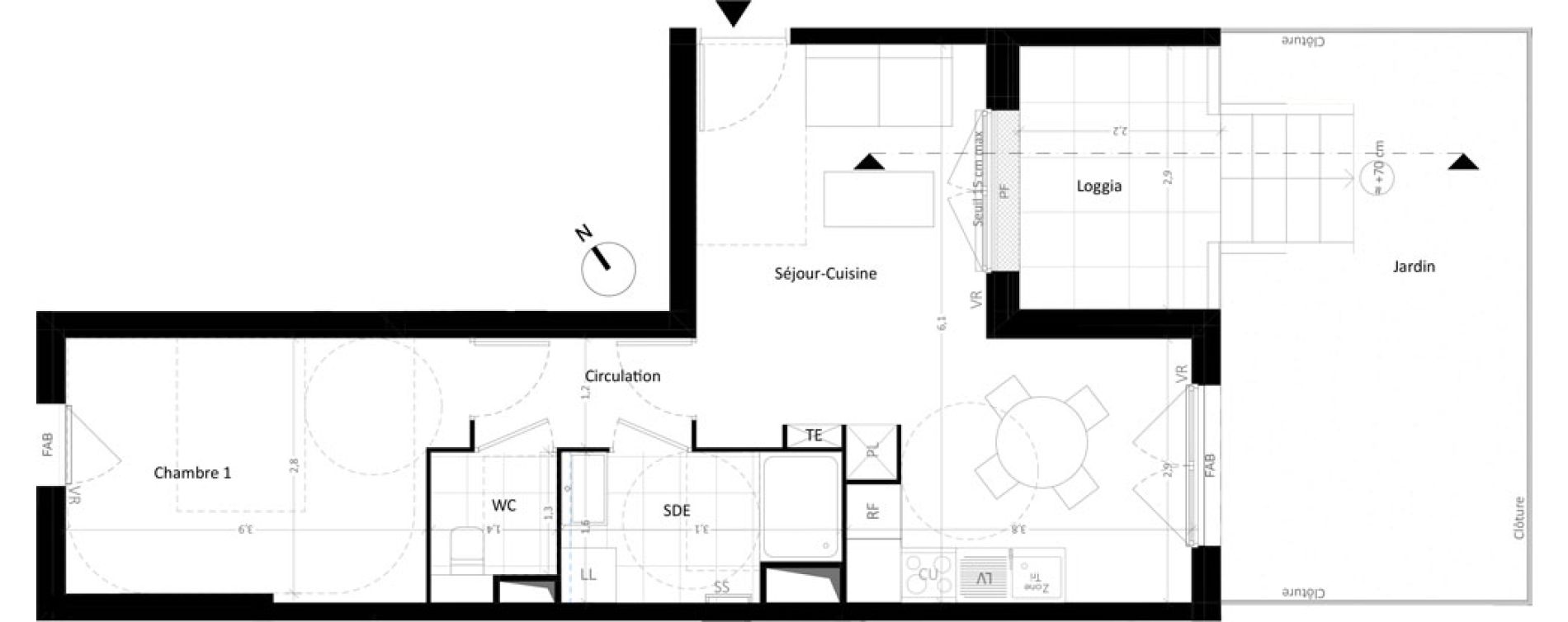 Appartement T2 de 44,30 m2 &agrave; Carri&egrave;res-Sous-Poissy Nouvelle centralit&eacute;