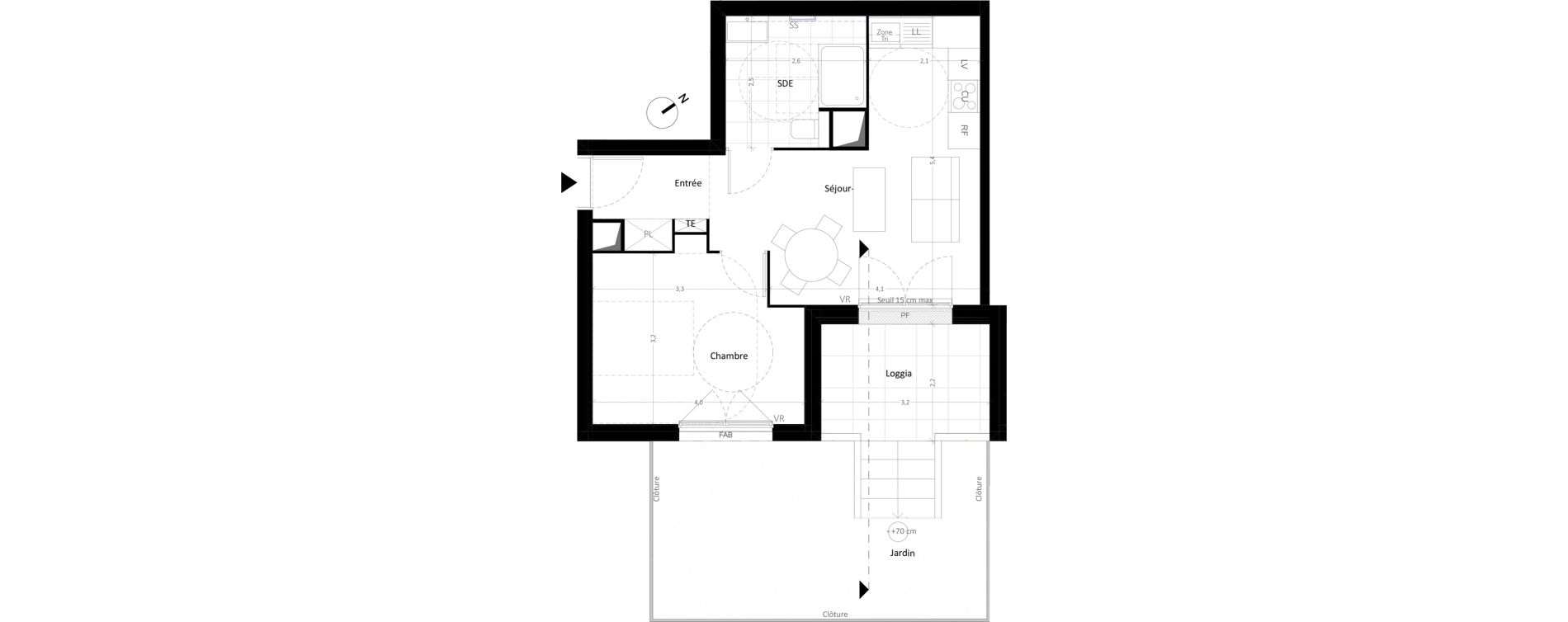 Appartement T2 de 40,75 m2 &agrave; Carri&egrave;res-Sous-Poissy Nouvelle centralit&eacute;