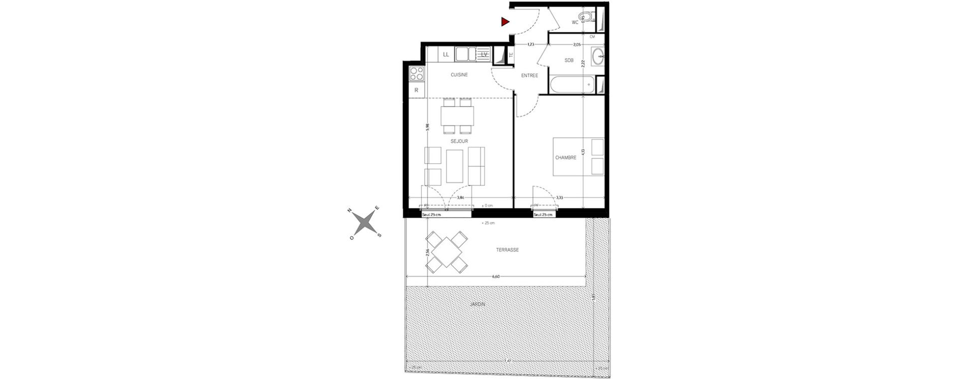 Appartement T2 de 45,86 m2 &agrave; Carri&egrave;res-Sous-Poissy Nouvelle centralit&eacute;