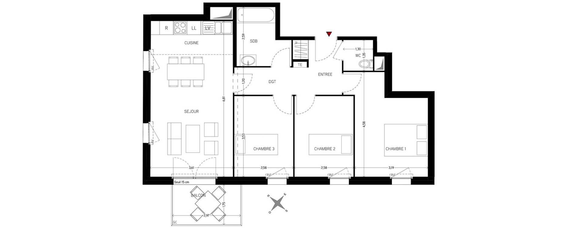 Appartement T4 de 70,73 m2 &agrave; Carri&egrave;res-Sous-Poissy Nouvelle centralit&eacute;