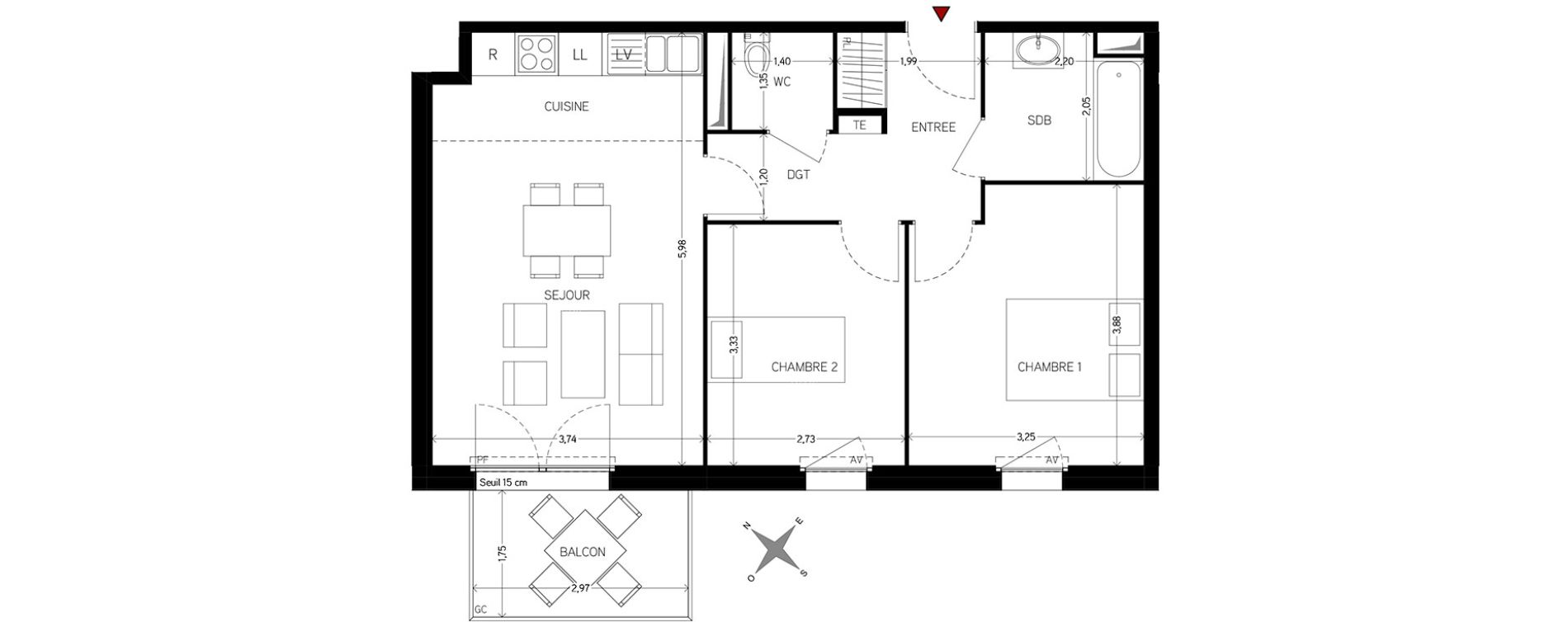 Appartement T3 de 56,48 m2 &agrave; Carri&egrave;res-Sous-Poissy Nouvelle centralit&eacute;