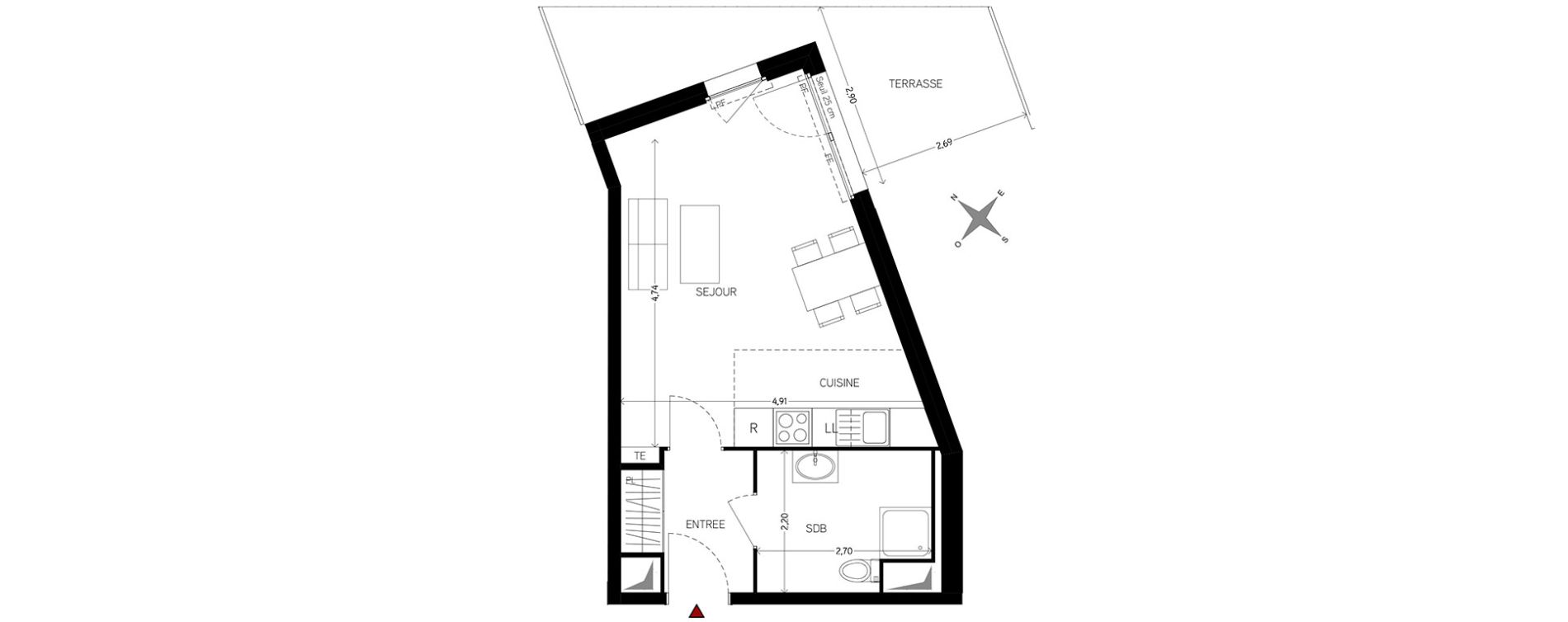 Appartement T1 de 30,79 m2 &agrave; Carri&egrave;res-Sous-Poissy Nouvelle centralit&eacute;