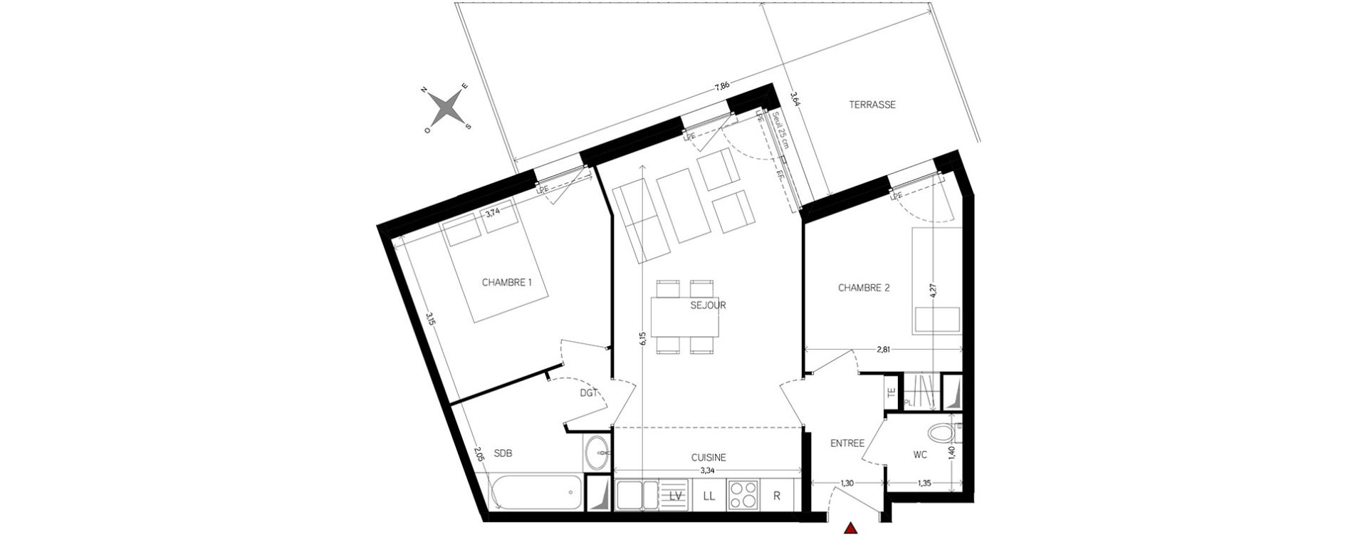 Appartement T3 de 53,75 m2 &agrave; Carri&egrave;res-Sous-Poissy Nouvelle centralit&eacute;