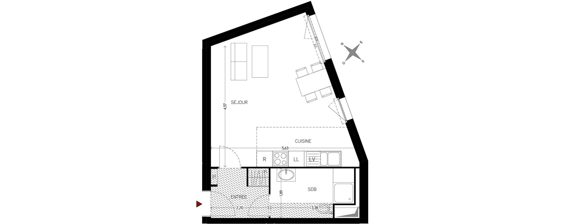Appartement T1 de 34,51 m2 &agrave; Carri&egrave;res-Sous-Poissy Nouvelle centralit&eacute;