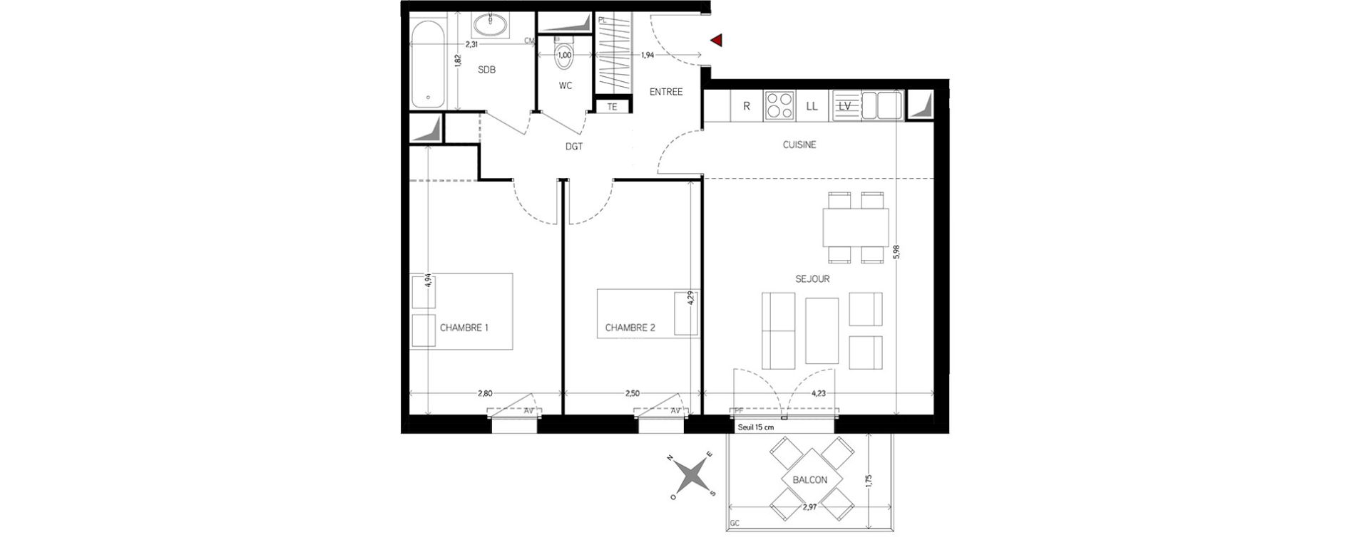Appartement T3 de 62,81 m2 &agrave; Carri&egrave;res-Sous-Poissy Nouvelle centralit&eacute;