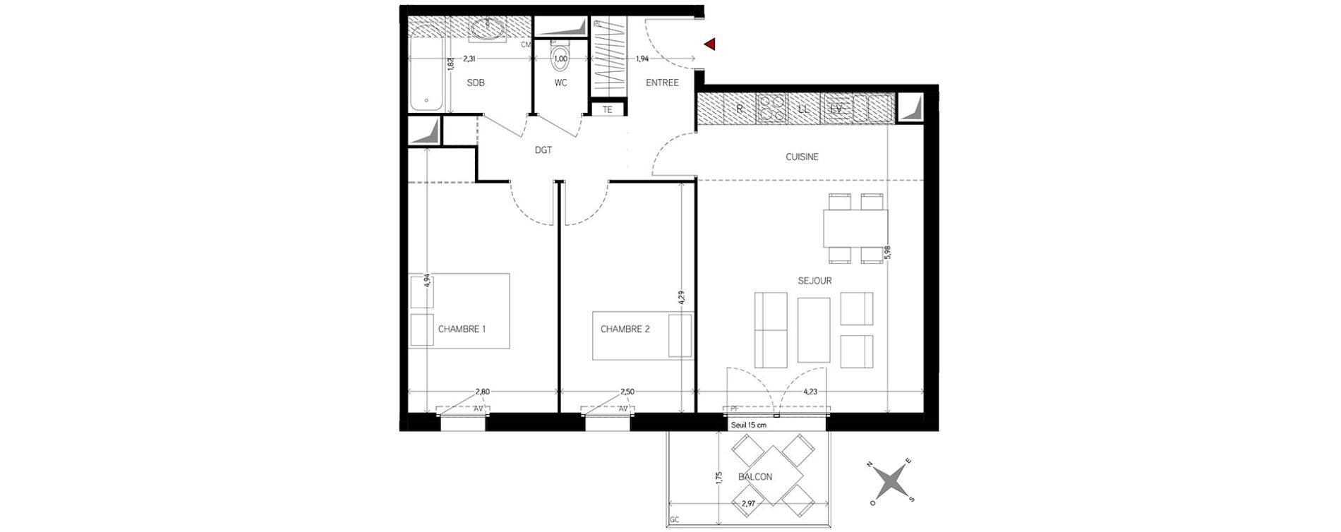 Appartement T3 de 62,81 m2 &agrave; Carri&egrave;res-Sous-Poissy Nouvelle centralit&eacute;