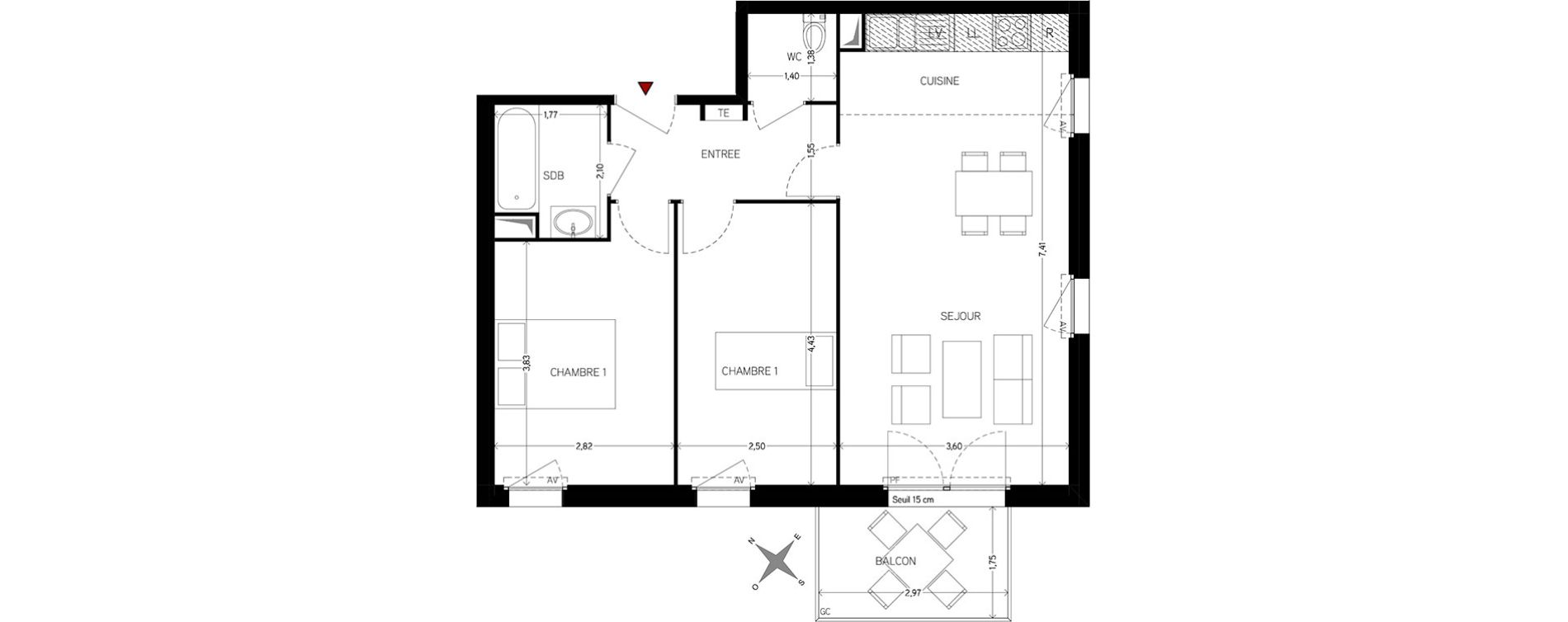 Appartement T3 de 59,62 m2 &agrave; Carri&egrave;res-Sous-Poissy Nouvelle centralit&eacute;