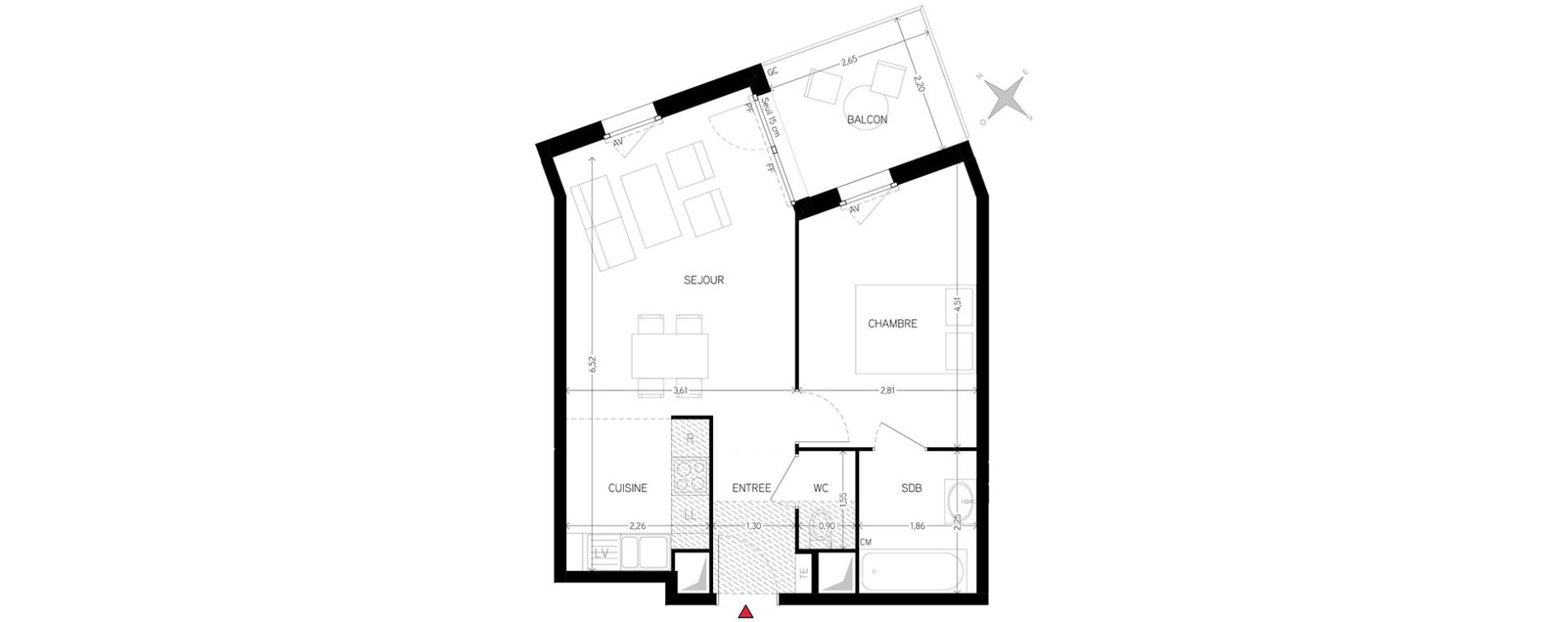 Appartement T2 de 42,67 m2 &agrave; Carri&egrave;res-Sous-Poissy Nouvelle centralit&eacute;