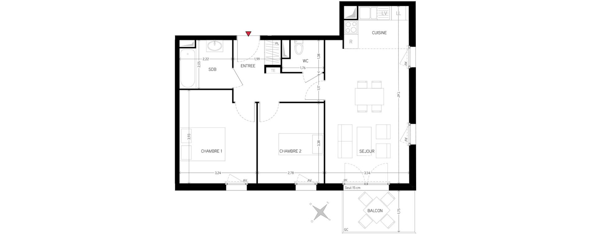 Appartement T3 de 59,99 m2 &agrave; Carri&egrave;res-Sous-Poissy Nouvelle centralit&eacute;