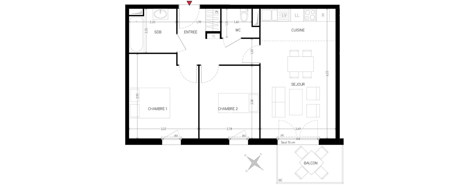 Appartement T3 de 56,12 m2 &agrave; Carri&egrave;res-Sous-Poissy Nouvelle centralit&eacute;