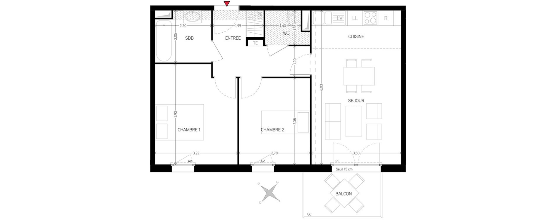 Appartement T3 de 56,18 m2 &agrave; Carri&egrave;res-Sous-Poissy Nouvelle centralit&eacute;