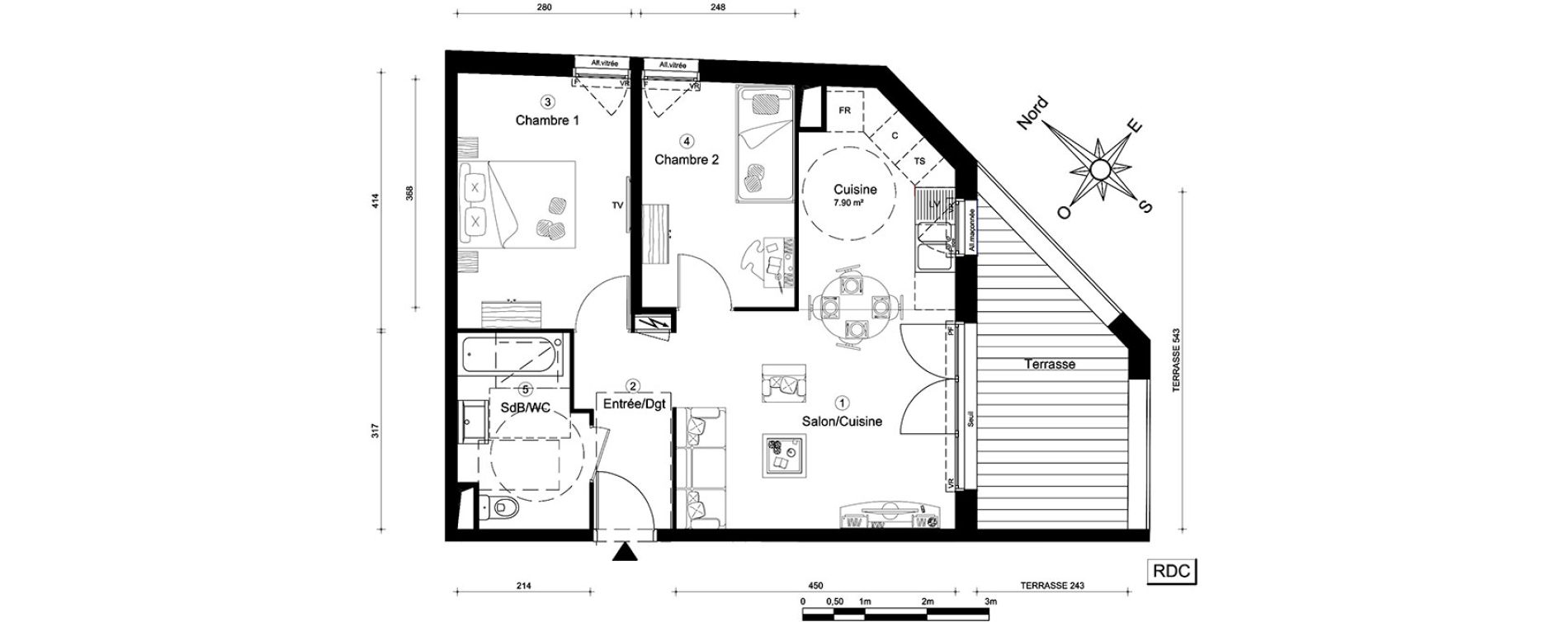 Appartement T3 de 55,10 m2 &agrave; Carri&egrave;res-Sous-Poissy Nouvelle centralit&eacute;