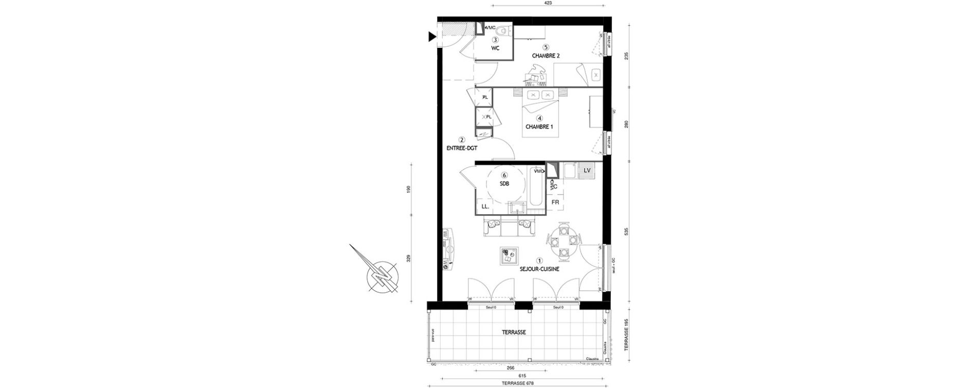 Appartement T3 de 63,50 m2 &agrave; Carri&egrave;res-Sous-Poissy Nouvelle centralit&eacute;