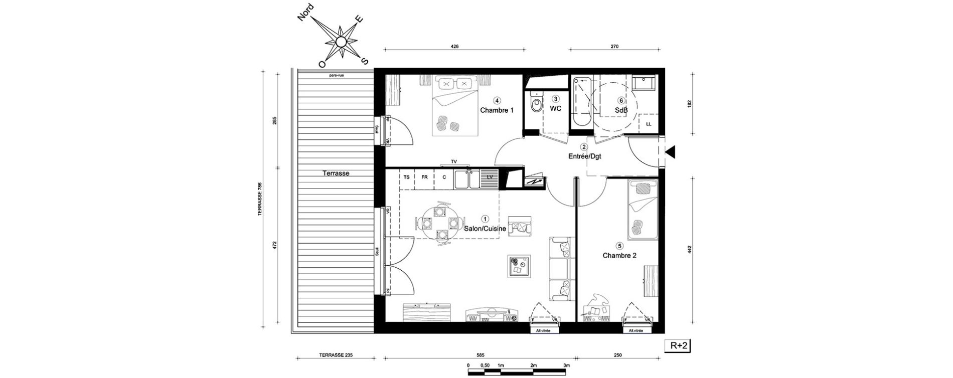 Appartement T3 de 61,50 m2 &agrave; Carri&egrave;res-Sous-Poissy Nouvelle centralit&eacute;