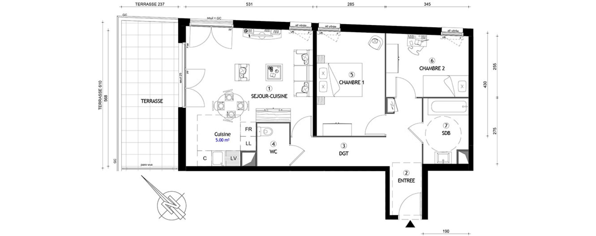 Appartement T3 de 66,60 m2 &agrave; Carri&egrave;res-Sous-Poissy Nouvelle centralit&eacute;