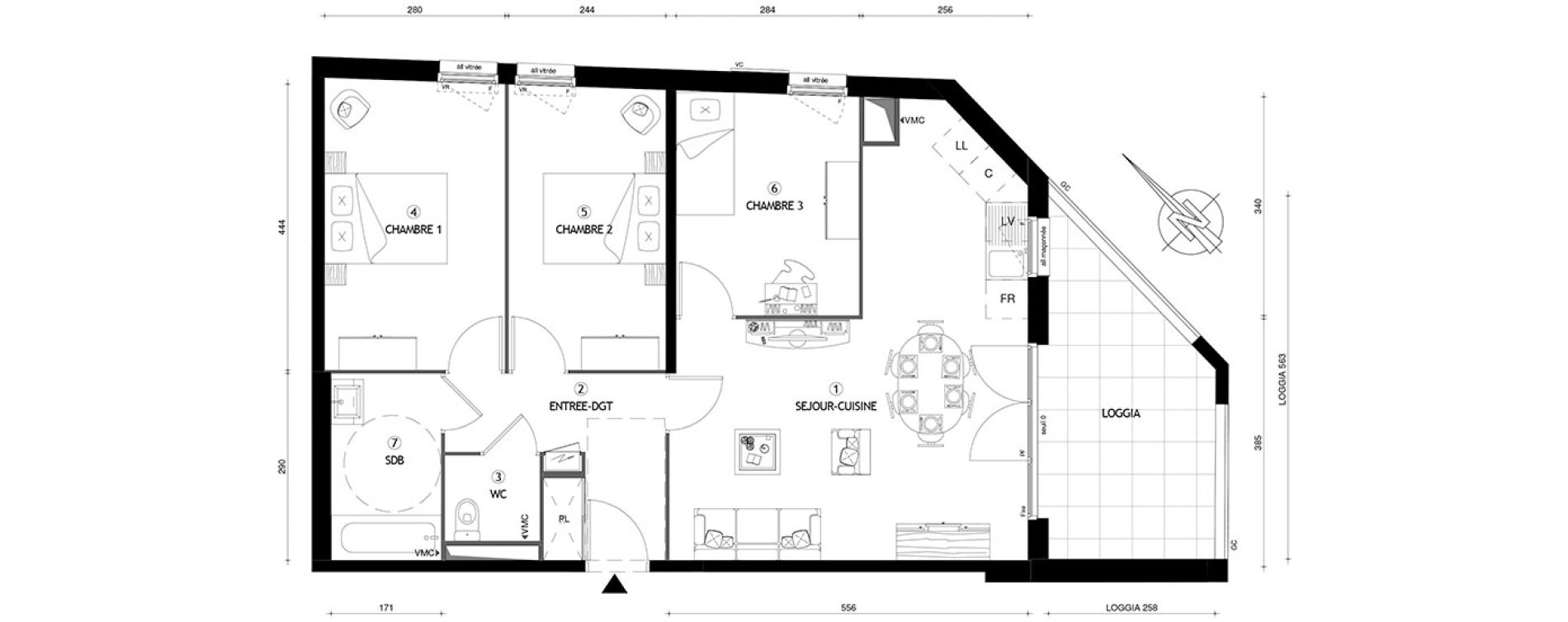 Appartement T4 de 75,40 m2 &agrave; Carri&egrave;res-Sous-Poissy Nouvelle centralit&eacute;