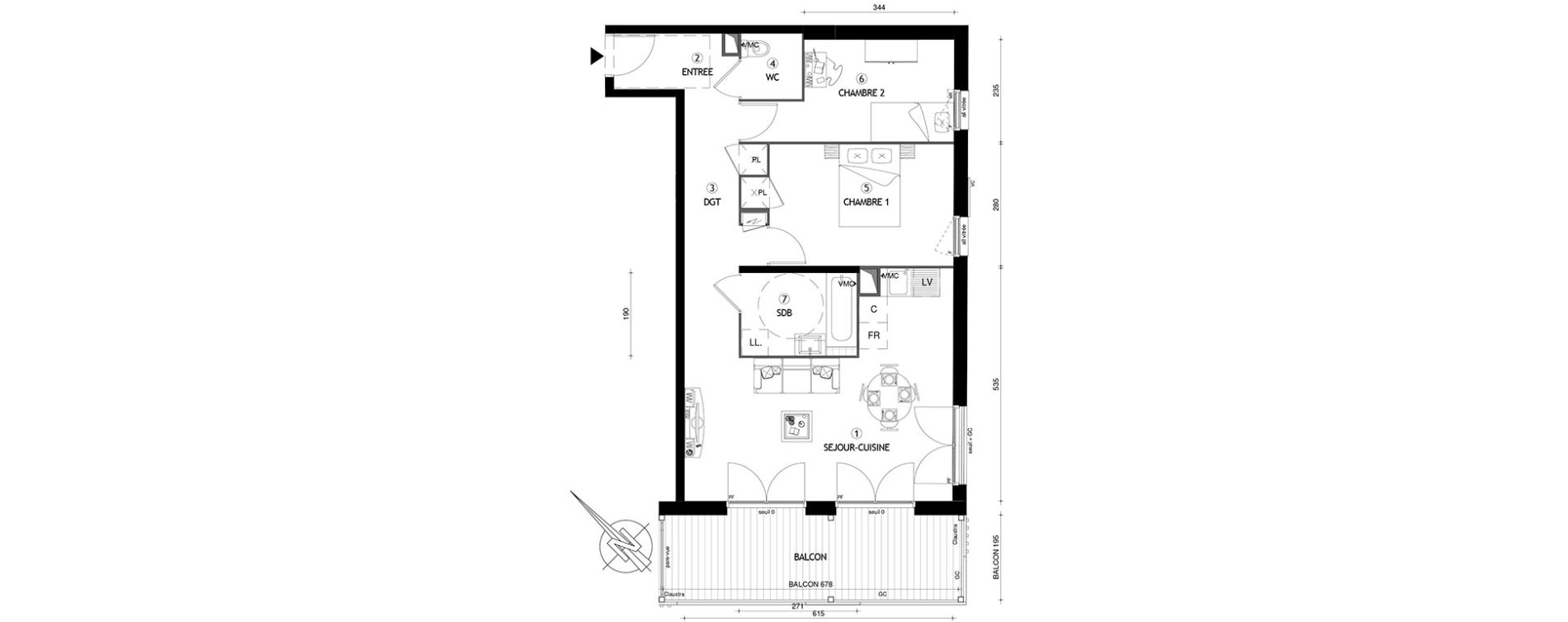 Appartement T3 de 65,50 m2 &agrave; Carri&egrave;res-Sous-Poissy Nouvelle centralit&eacute;