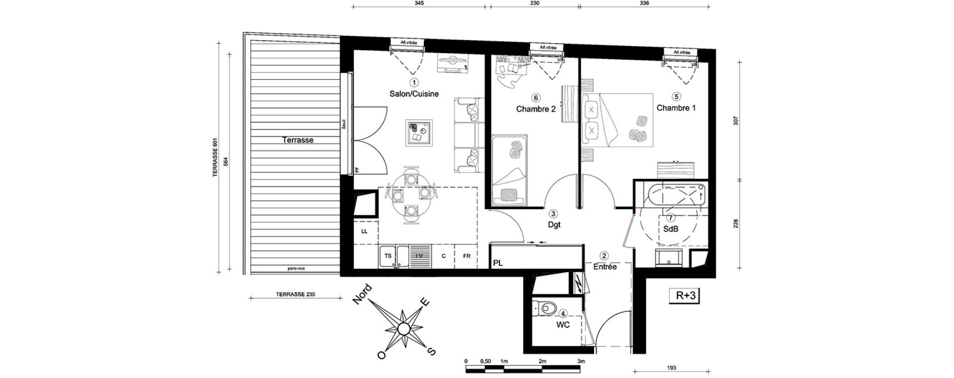 Appartement T3 de 54,30 m2 &agrave; Carri&egrave;res-Sous-Poissy Nouvelle centralit&eacute;