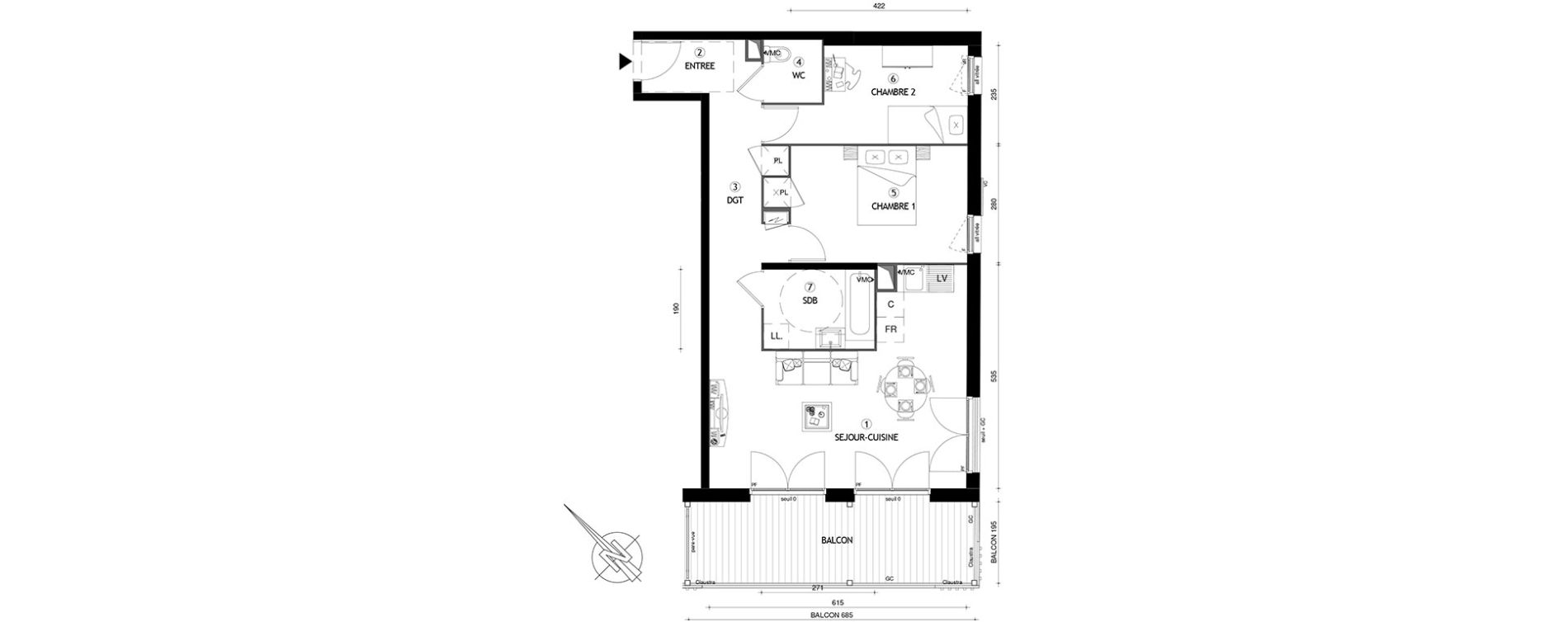 Appartement T3 de 65,50 m2 &agrave; Carri&egrave;res-Sous-Poissy Nouvelle centralit&eacute;